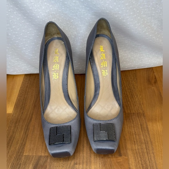 L.A.M.B. Gray Satin Heels – Size 9.5 – Elegant Designer Pumps - Picture 7 of 12